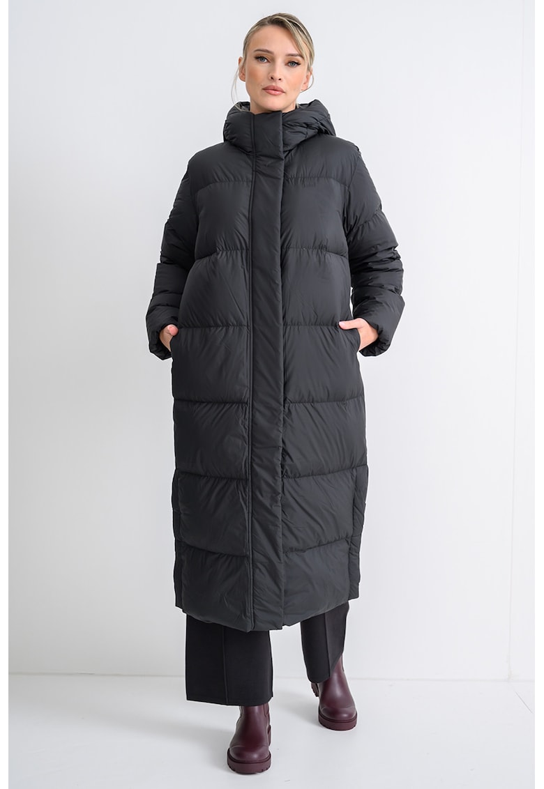 Geaca lunga cu umplutura de puf - Negru