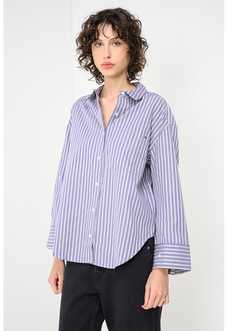 Camasa supradimensionata din bumbac cu maneci cazute