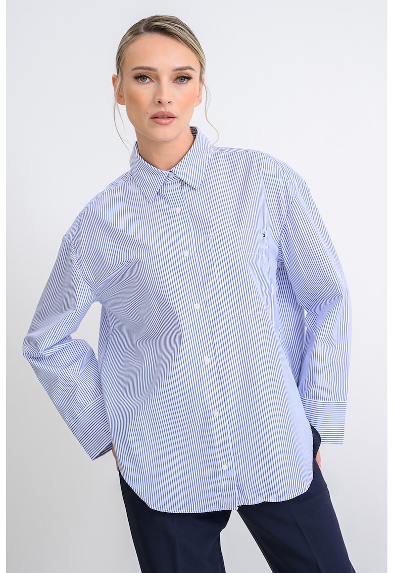 Camasa supradimensionata din bumbac cu maneci cazute