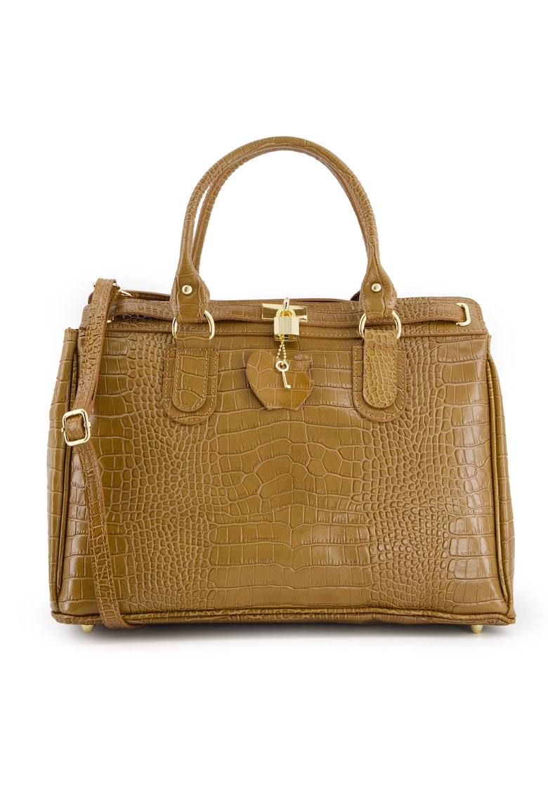 Geanta tote din piele cu aspect de piele de crocodril