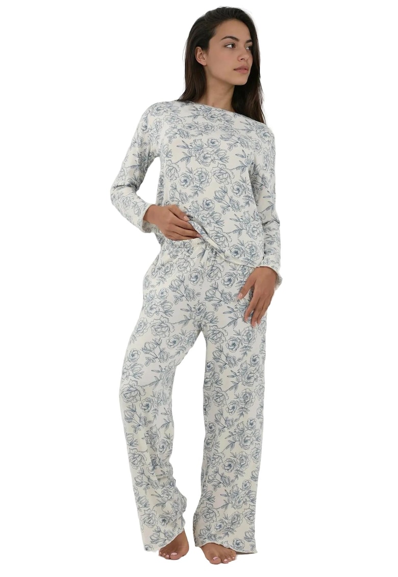 Pijama dama - Alb/Albastru - Jerseu