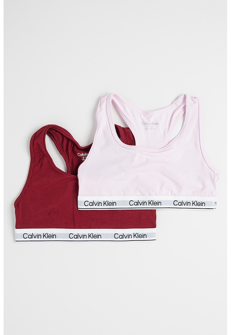 Set de bustiere cu banda logo si spate decupat - 2 piese