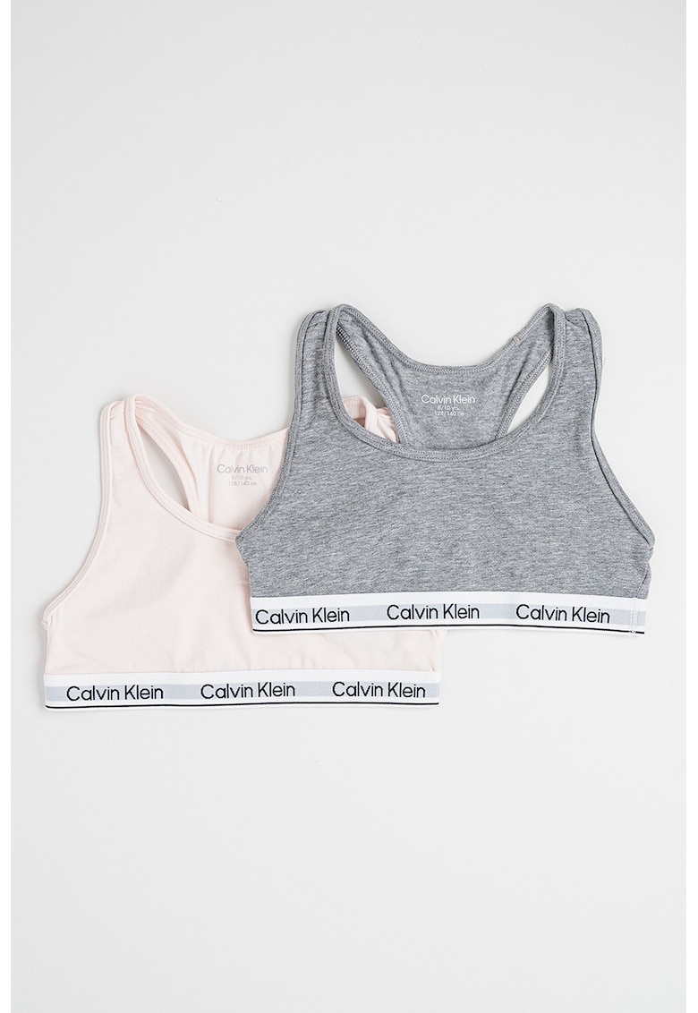 Set de bustiere cu banda logo si spate decupat - 2 piese