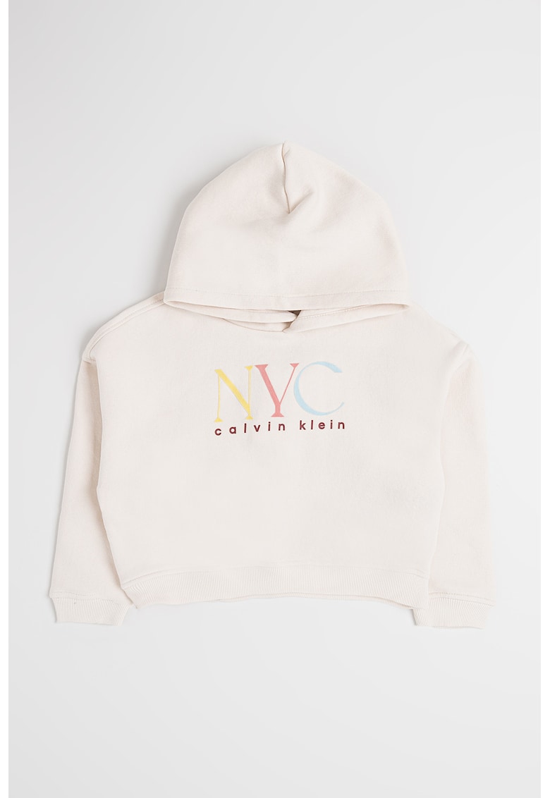 Hanorac cu imprimeu logo pe piept - Maro taupe deschis