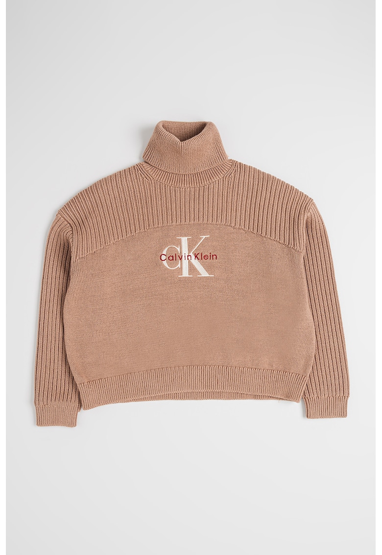 Pulover cu guler inalt si logo