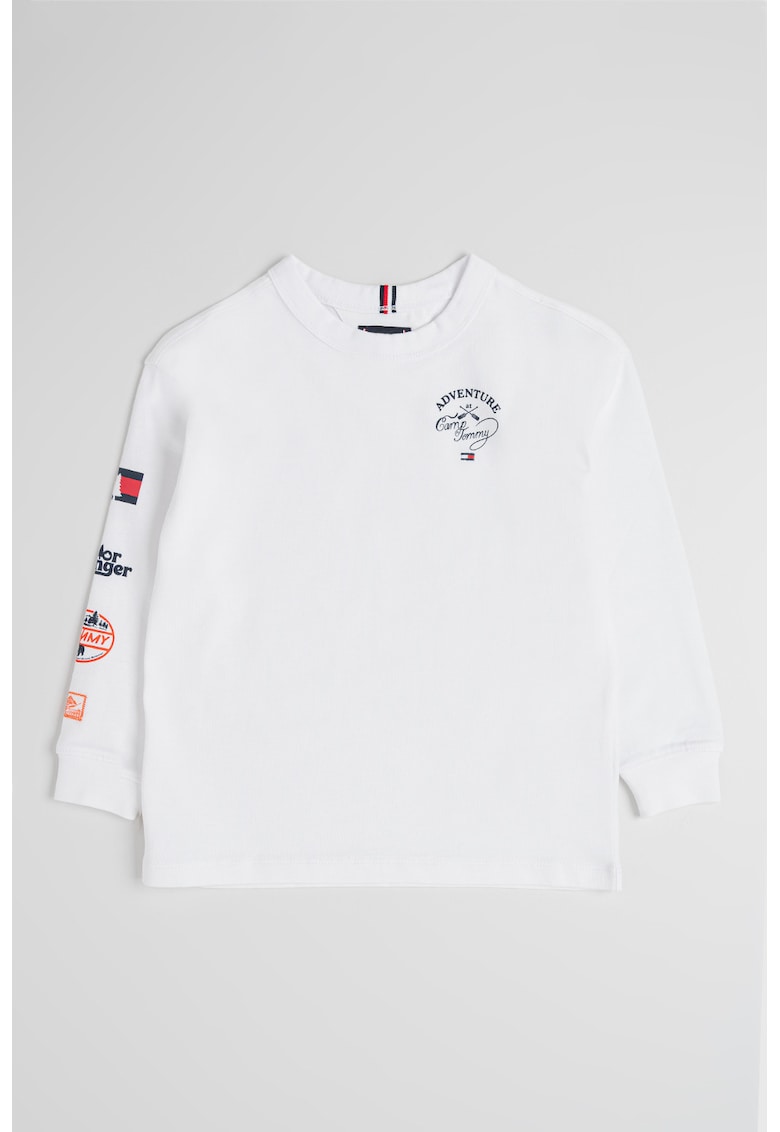 Bluza din bumbac cu imprimeu logo discret