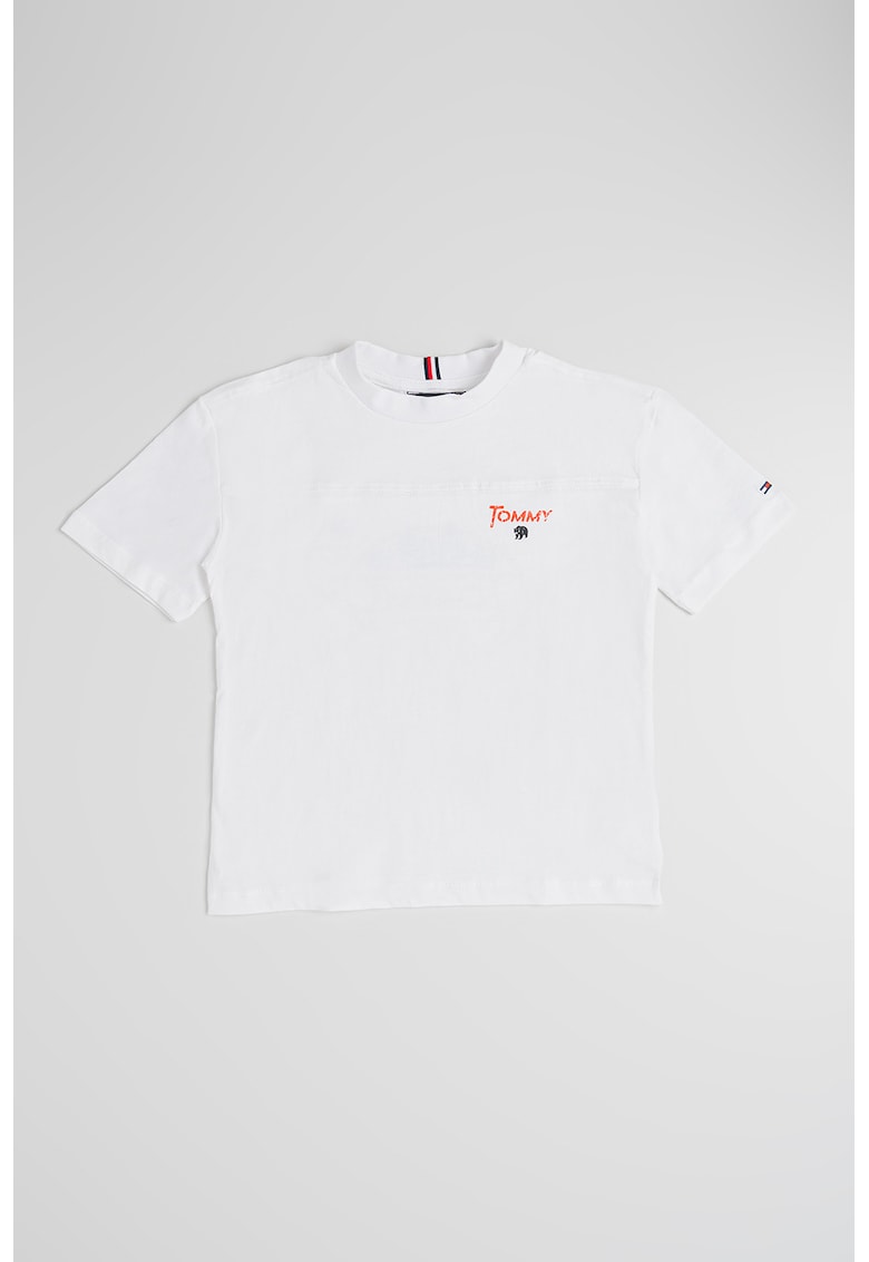 Tricou cu imprimeu logo si grafic pe partea din spate - Alb