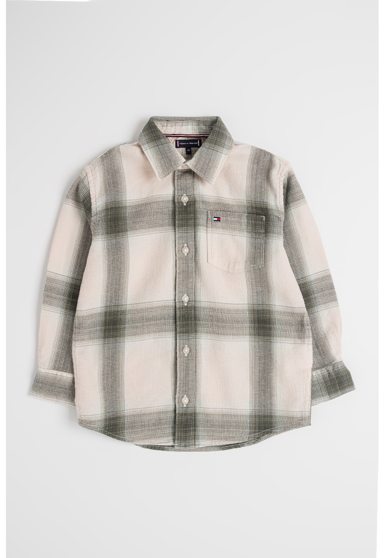 Camasa din bumbac cu model in carouri - Verde/Bej deschis