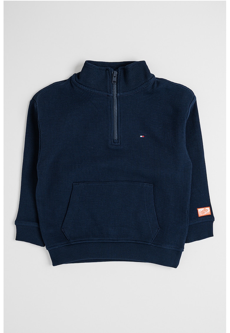 Bluza de trening cu buzunar kangaroo si fenta cu fermoar - Bleumarin