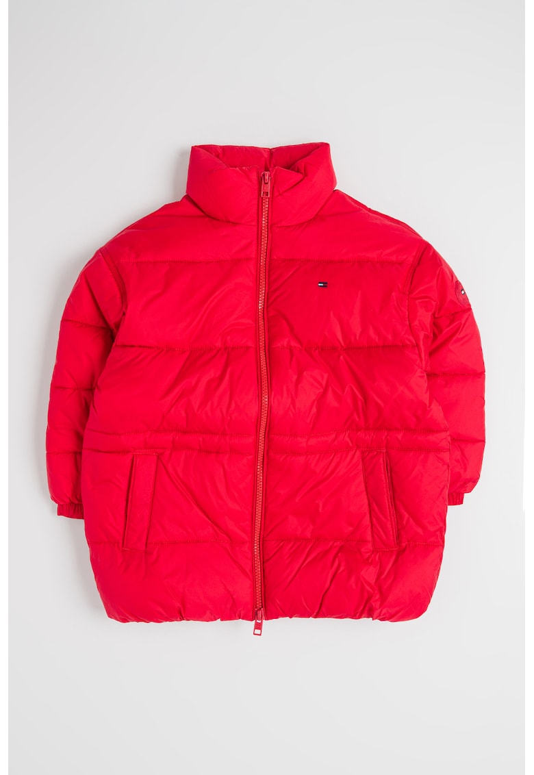 Geaca matlasata cu guler inalt - Roz zmeuriu