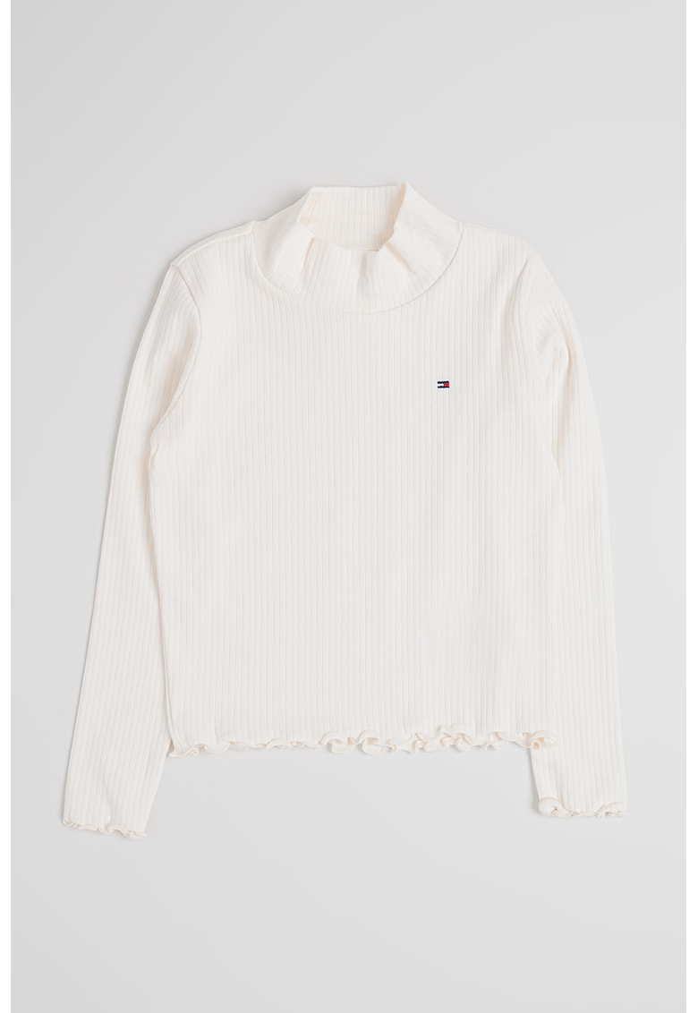 Tommy Hilfiger Bluza cu striatii si guler - Alb murdar