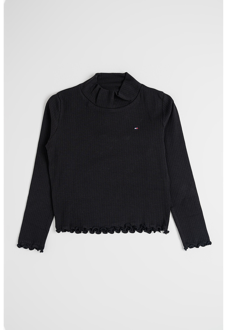Bluza cu striatii si guler - Negru