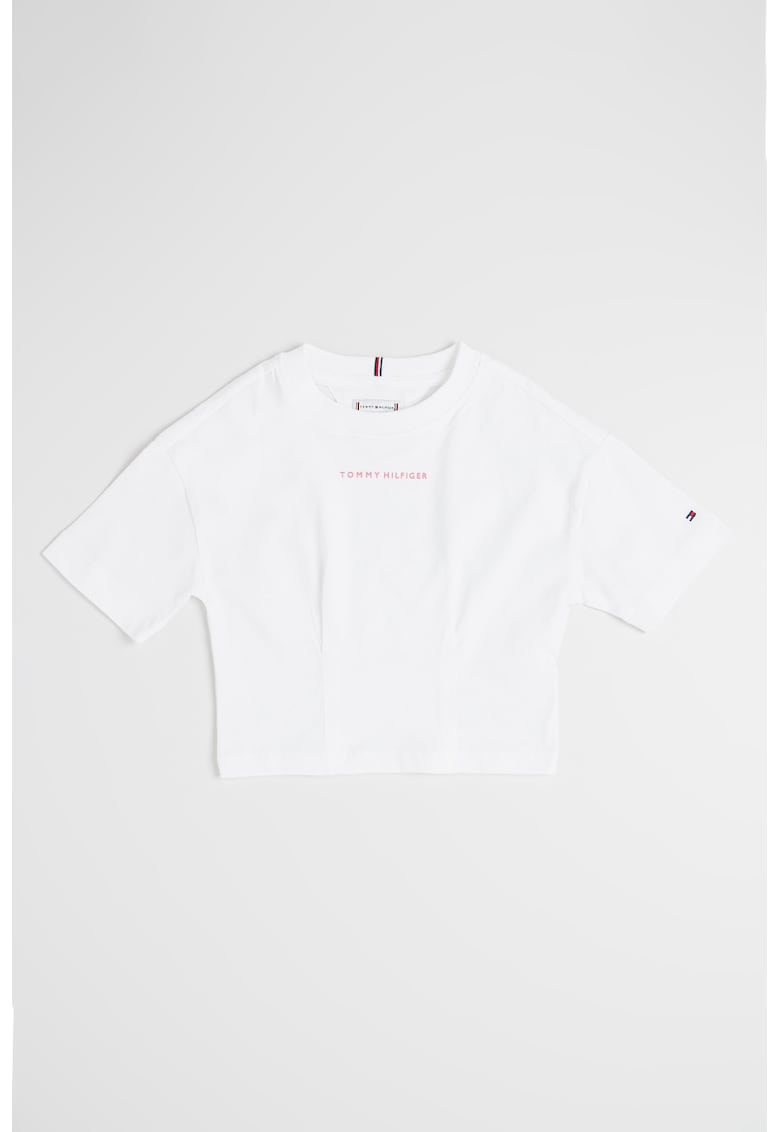 Tricou crop de bumbac - Alb