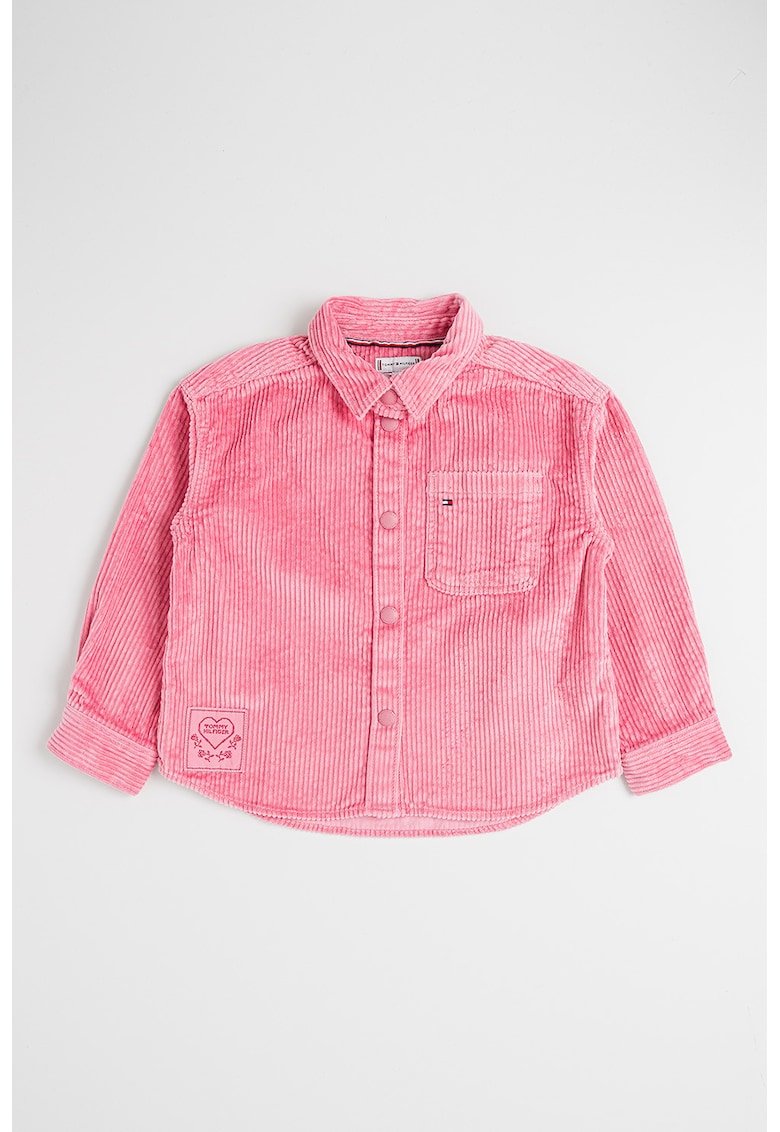 Camasa din reiat cu buzunar pe piept - Roz deschis