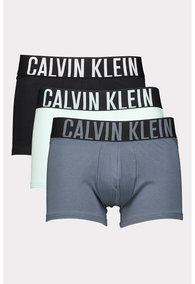 Set de boxeri cu banda logo in talie - 3 perechi - Negru/Albastru glaciar/Gri inchis