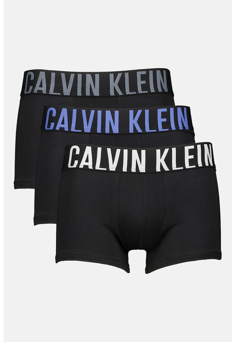 Set de boxeri cu banda logo in talie - 3 perechi - Negru/Negru stins/Alb murdar