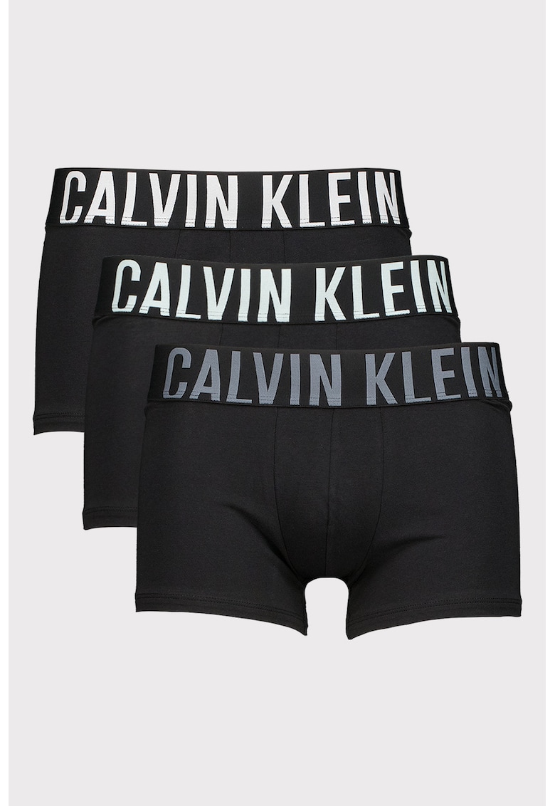 Set de boxeri cu banda logo in talie - 3 perechi - Negru/Gri/Albastru glaciar