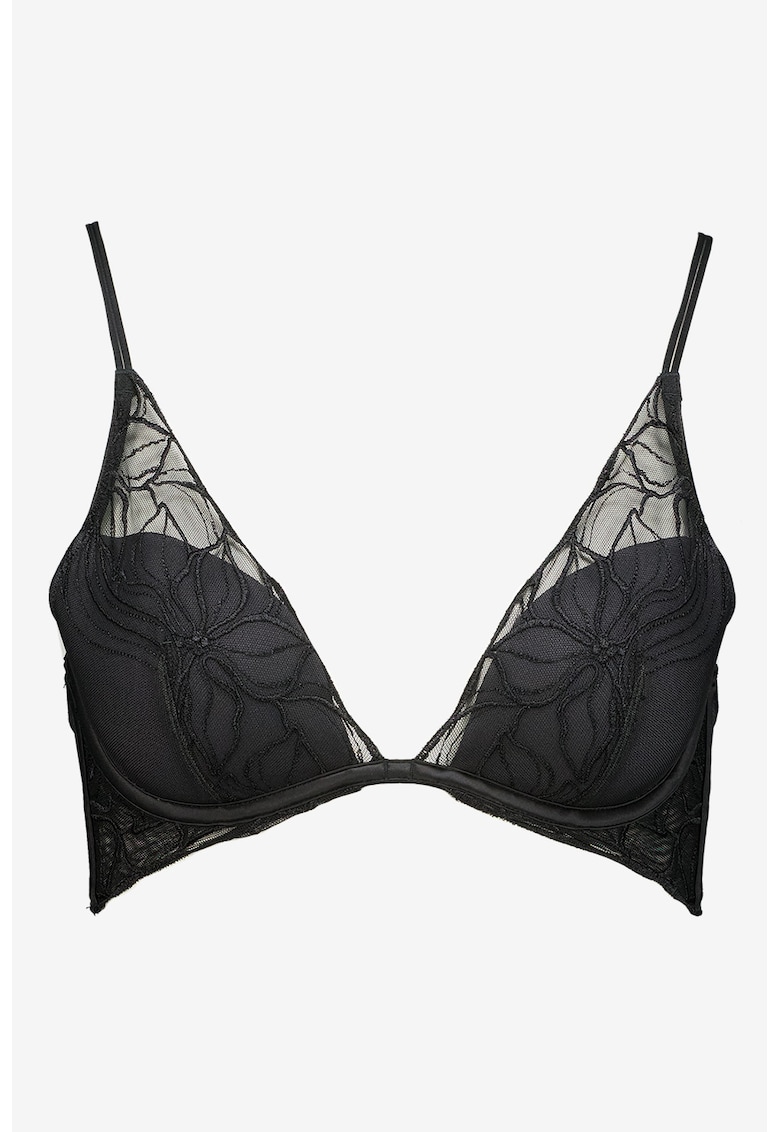 Sutien push-up cu dantela - Negru