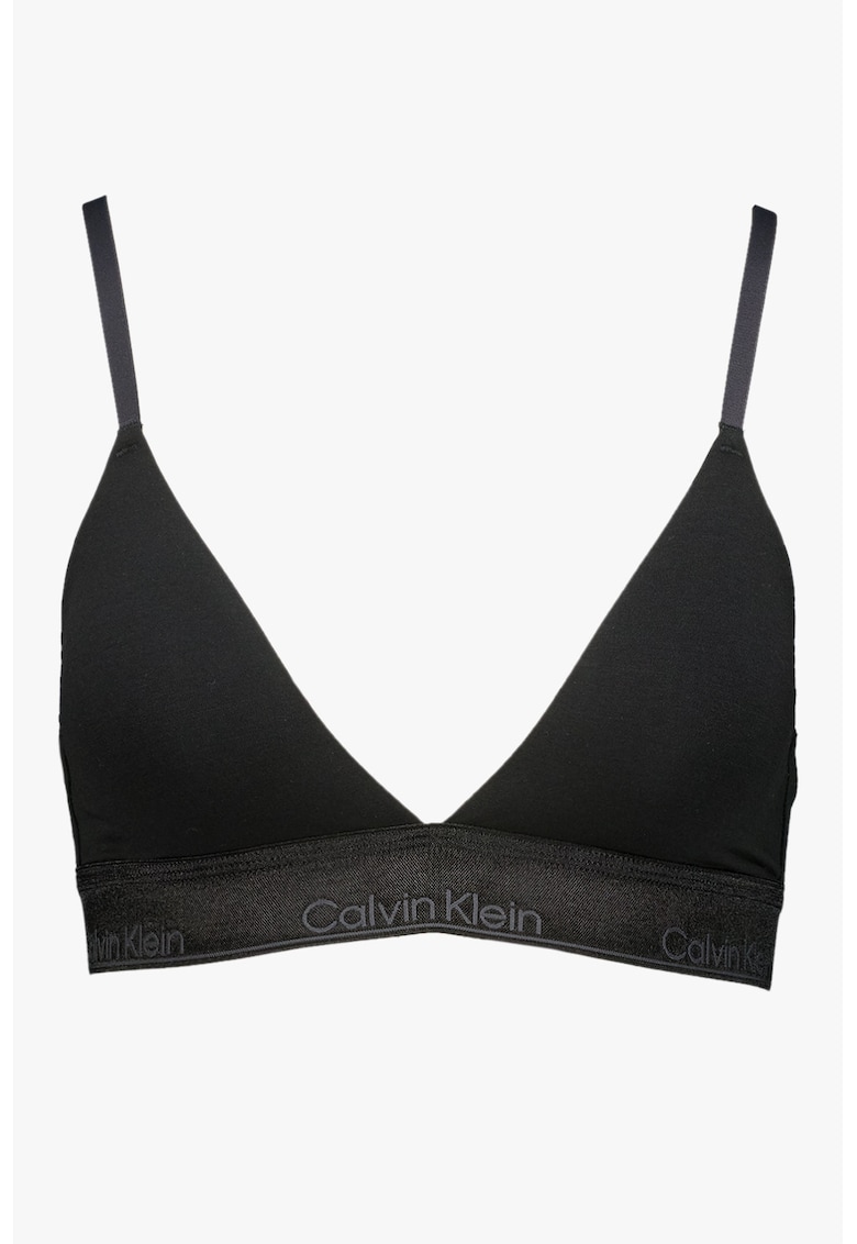 Sutien cu cupe triunghiulare si logo - Negru