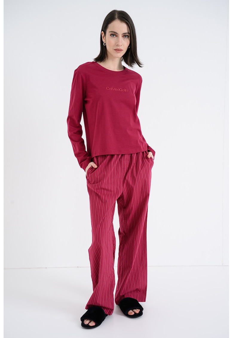 Pijama de bumbac cu imprimeu logo