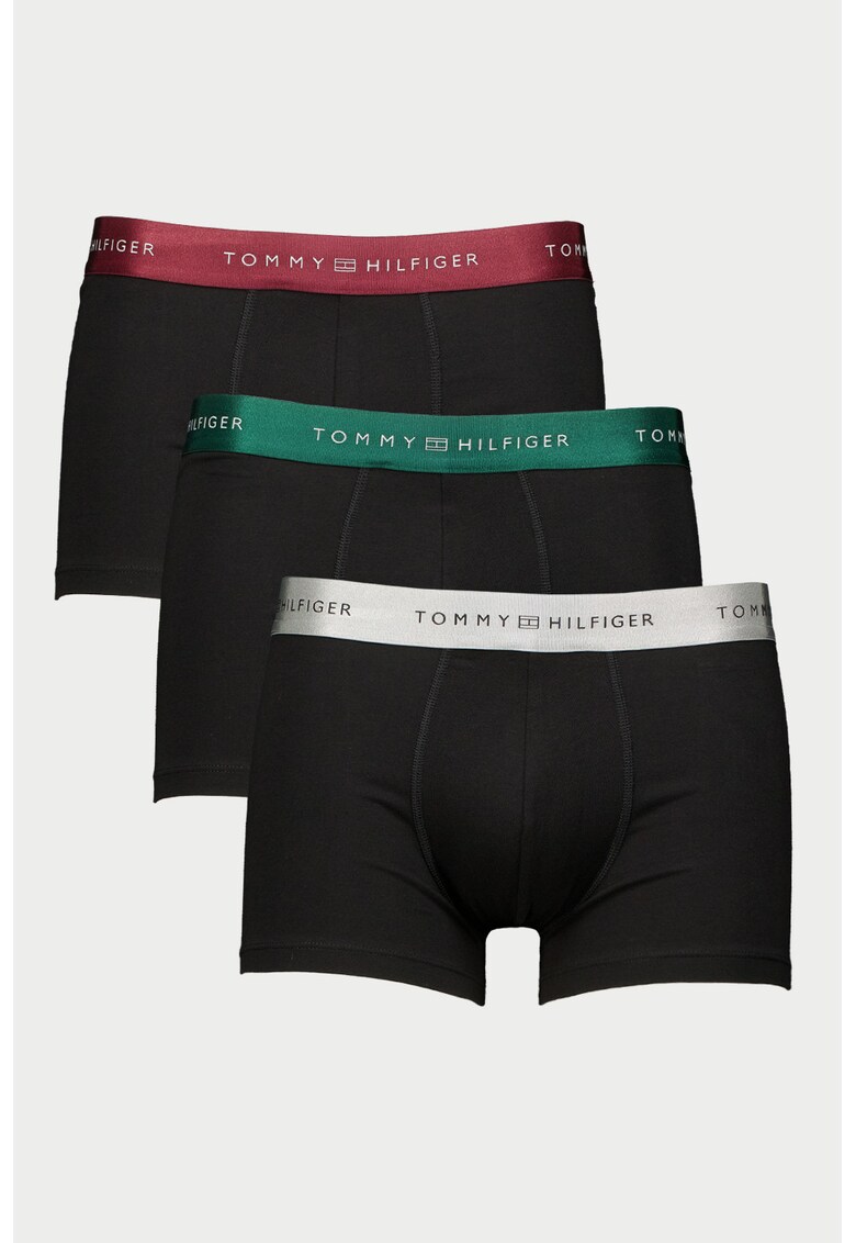 Set de boxeri cu banda logo in talie - 3 perechi - Verde/Visiniu/Negru