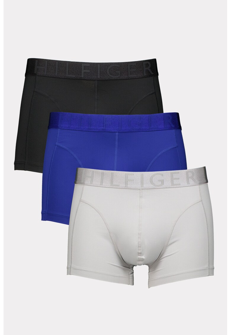 Set de boxeri cu banda logo in talie - 3 perechi - Negru/Verde pal/Albastru royal