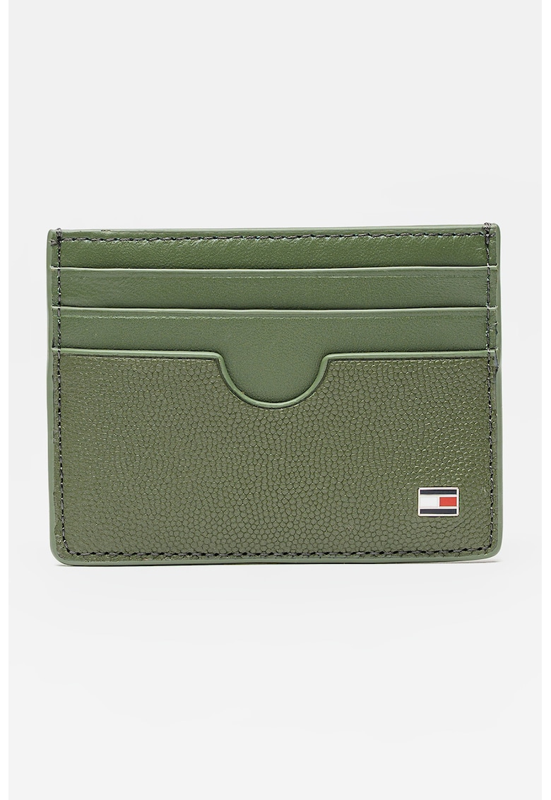 Portcart de piele cu logo - Verde feriga