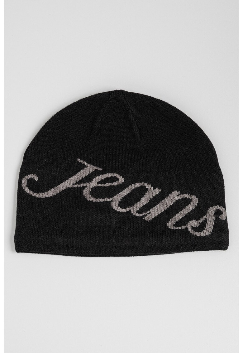 Caciula tricotata cu logo cu craniu - Negru/Gri