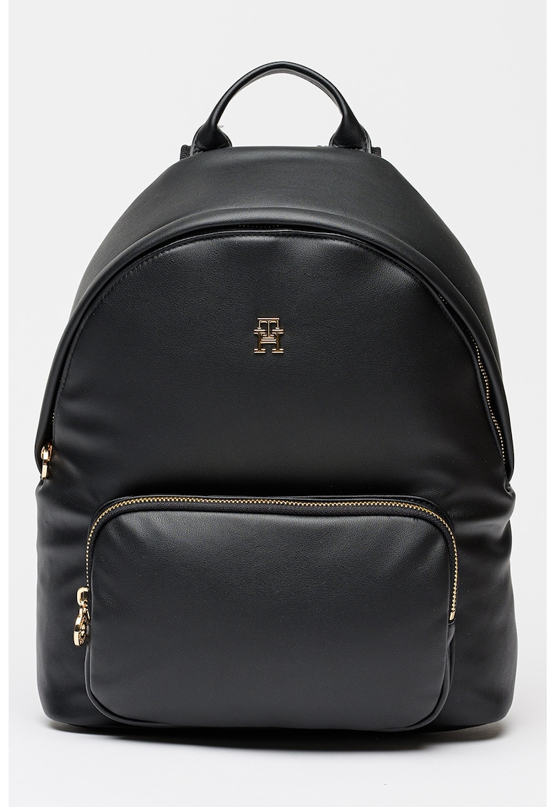 Rucsac din piele ecologica cu buzunar exterior - Negru