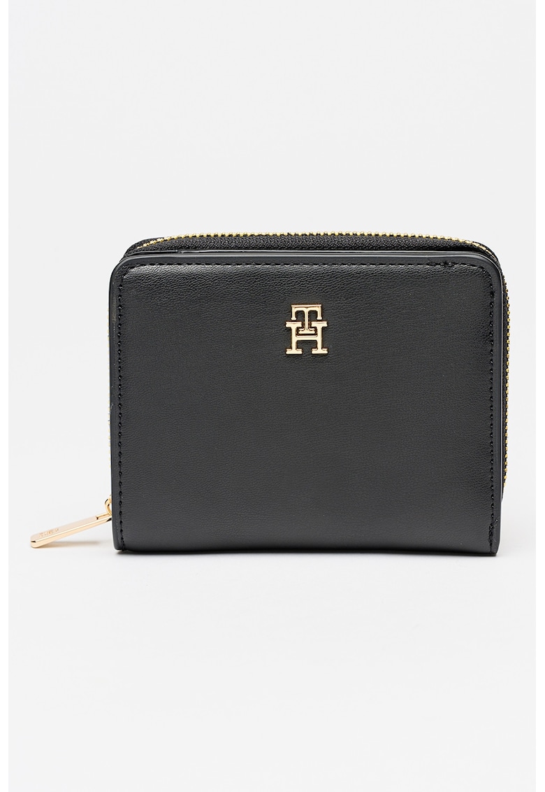 Portofel de piele ecologica cu fermoar si logo metalic