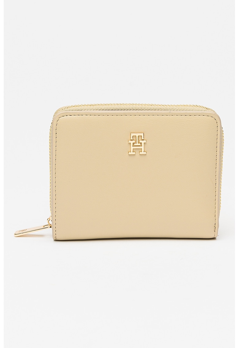 Portofel de piele ecologica cu fermoar si logo metalic