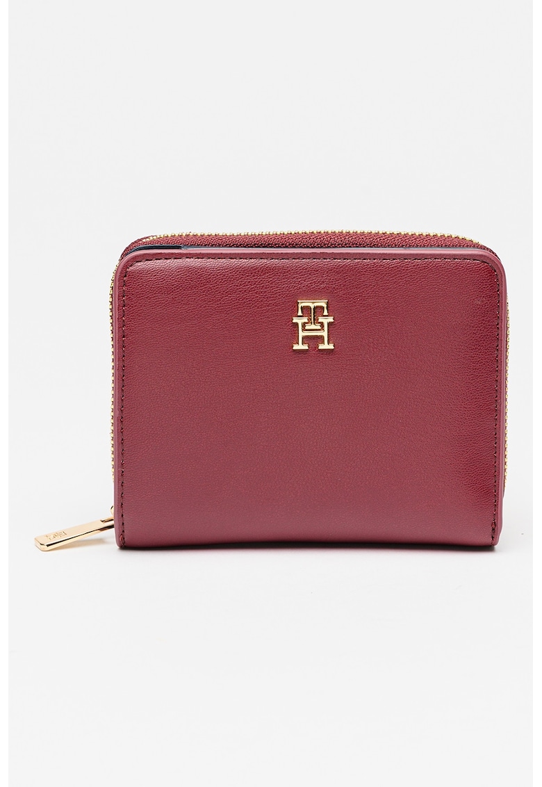 Portofel de piele ecologica cu fermoar si logo metalic