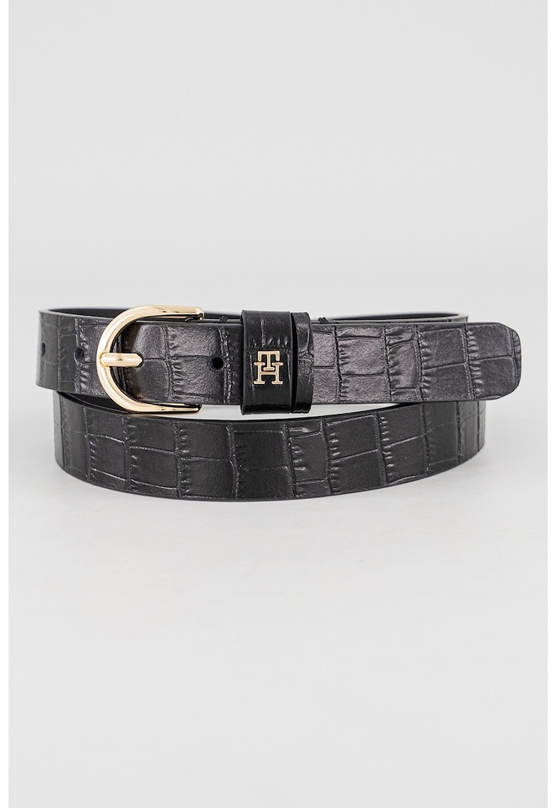 Curea ingusta din piele - Negru