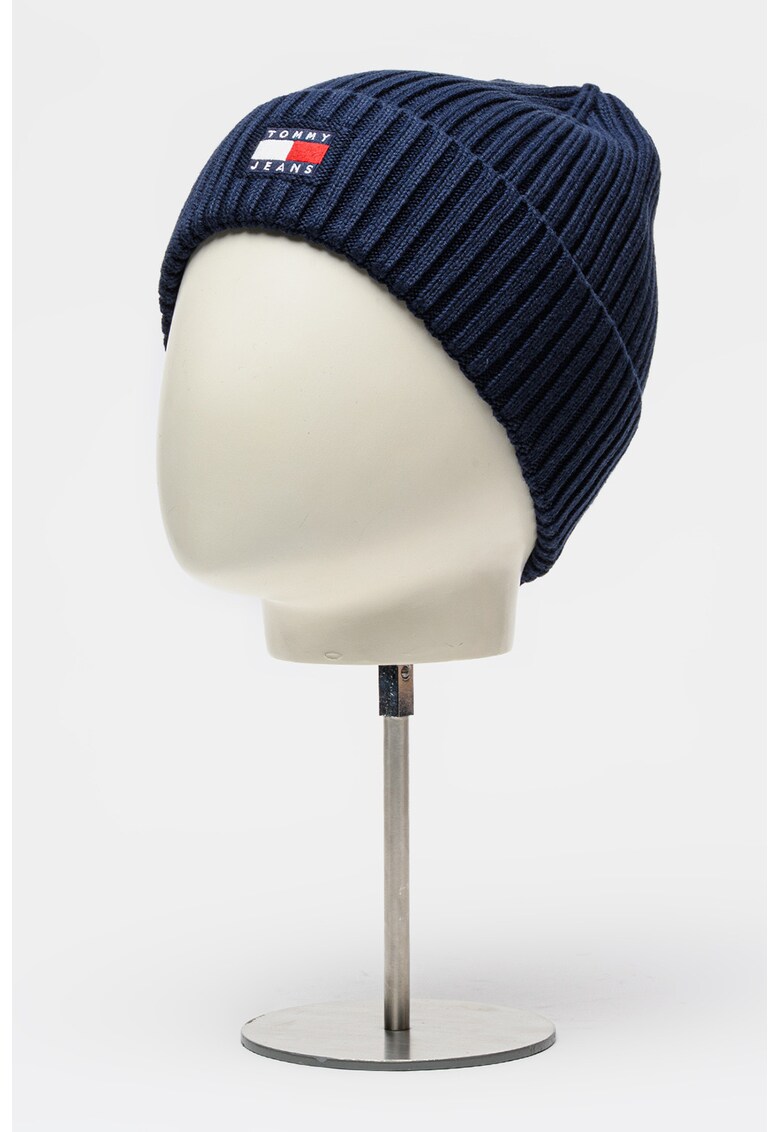 Caciula elastica de bumbac organic cu logo Heritage - Albastru ultramarin