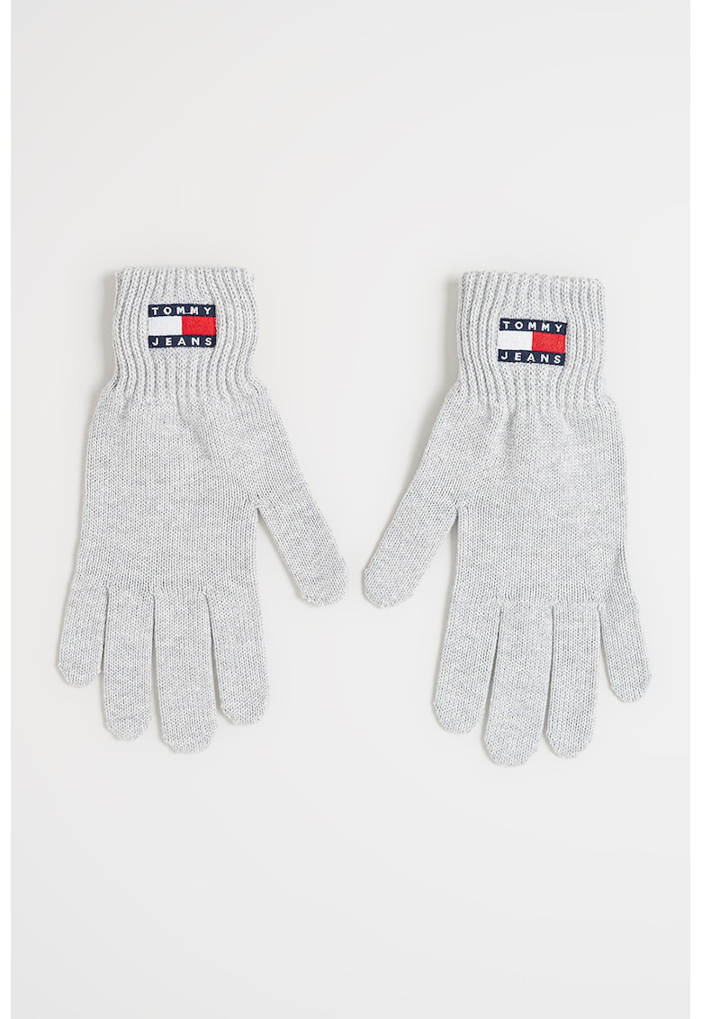 Manusi tricotate cu logo Heritage - Gri deschis melange