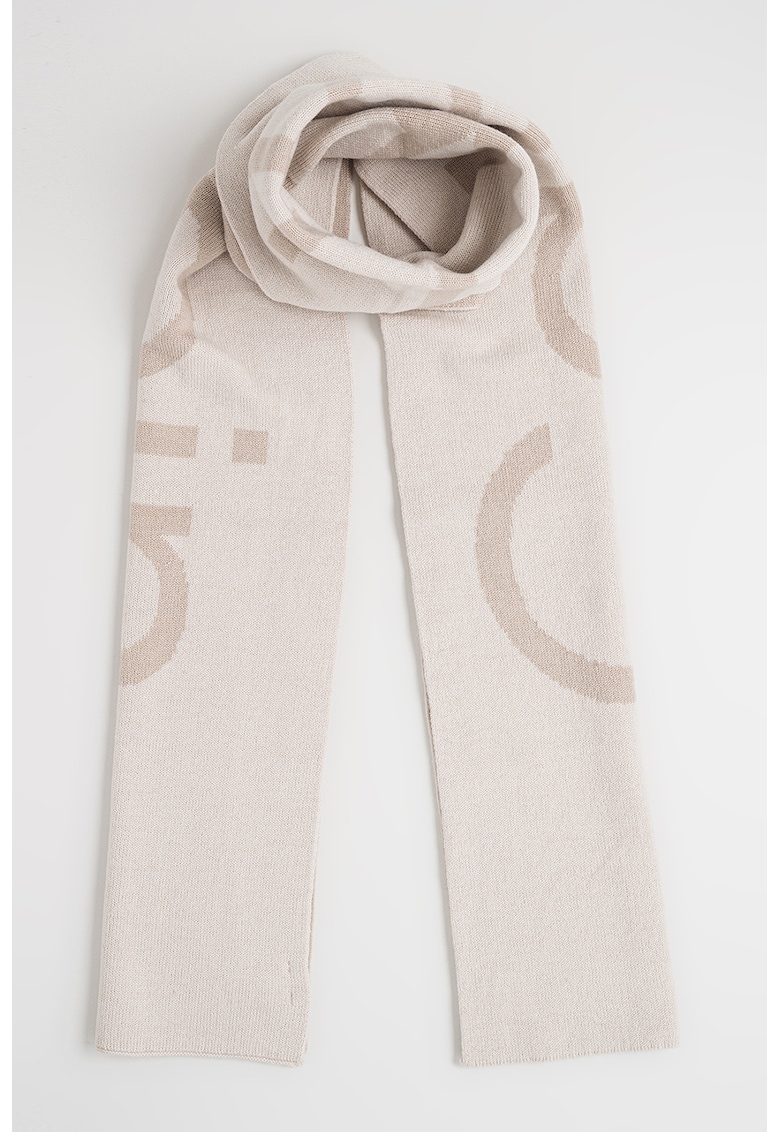 Esarfa din amestec de lana cu logo brodat