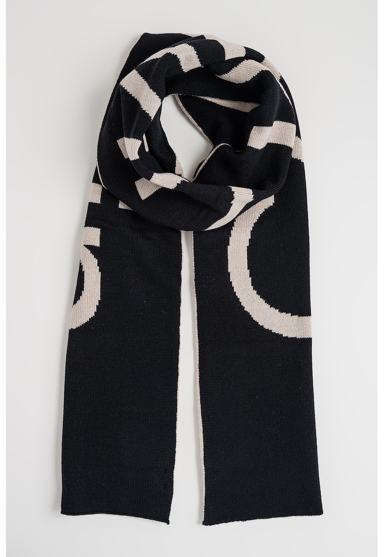 Esarfa din amestec de lana cu logo brodat