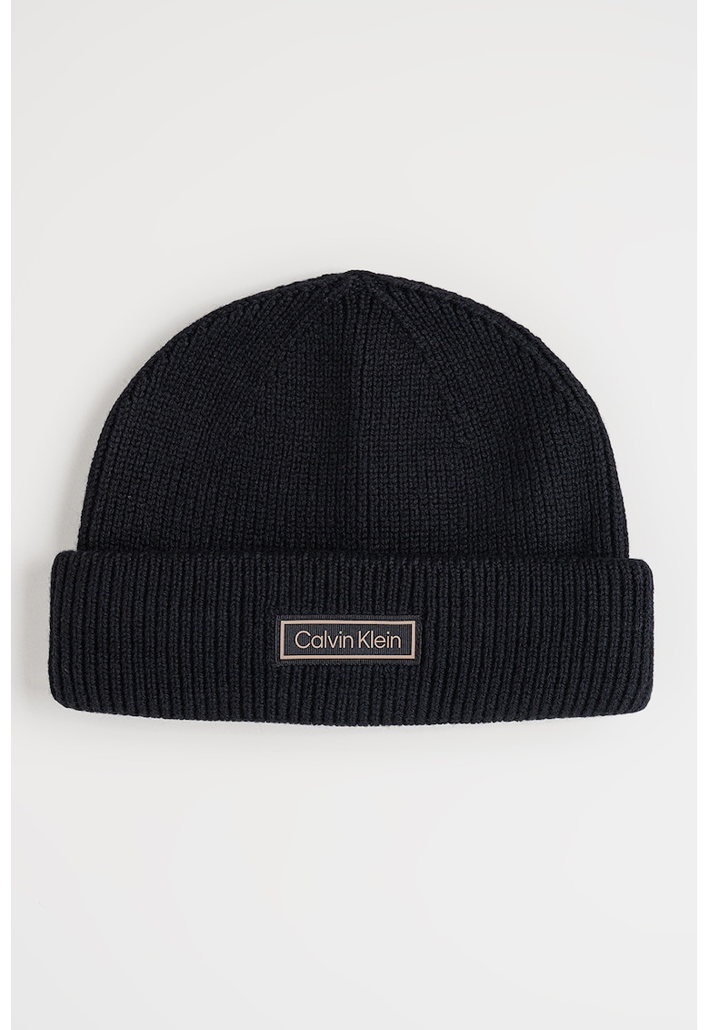 Caciula din amestec de lana si casmir cu aplicatie logo discreta