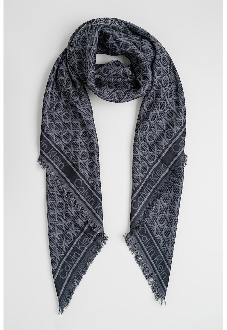 Esarfa patrata de modal cu model monograma