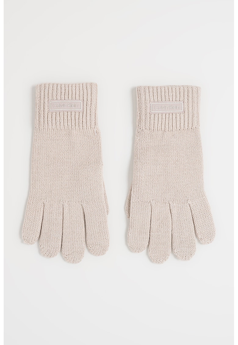 Manusi tricotate din amestec de lana cu logo