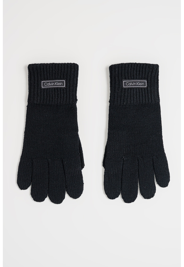 Manusi tricotate din amestec de lana cu logo