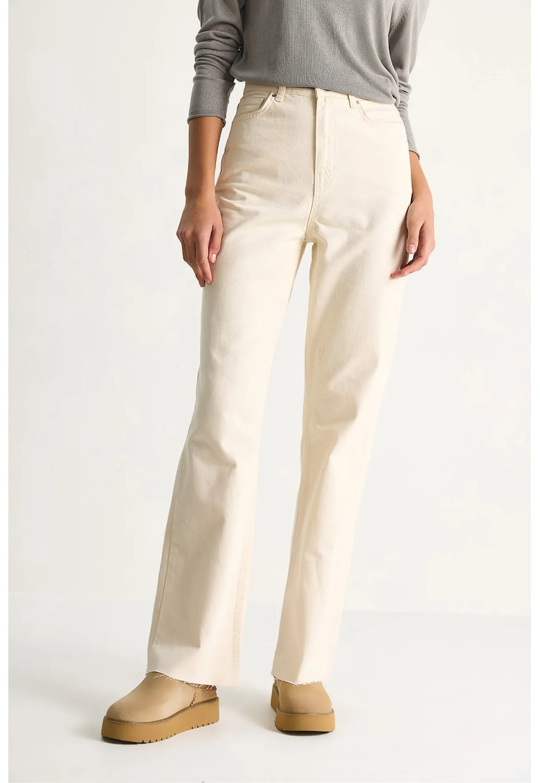 Blugi pentru dama - HiCCUP Bianco Lucc - denim - talie inalta - croiala dreapta - bej