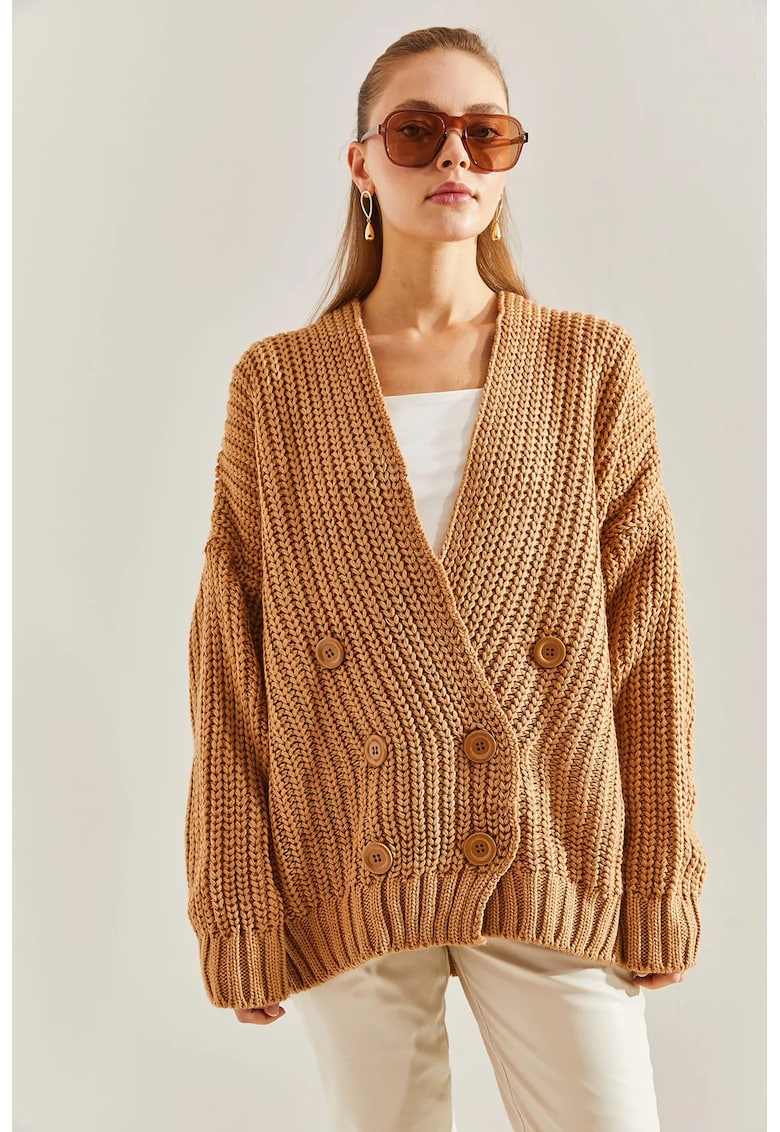 Pulovere - Femei - Pulover tricotat cu nasturi si doua randuri de nasturi LUCCI - Camila Maro -