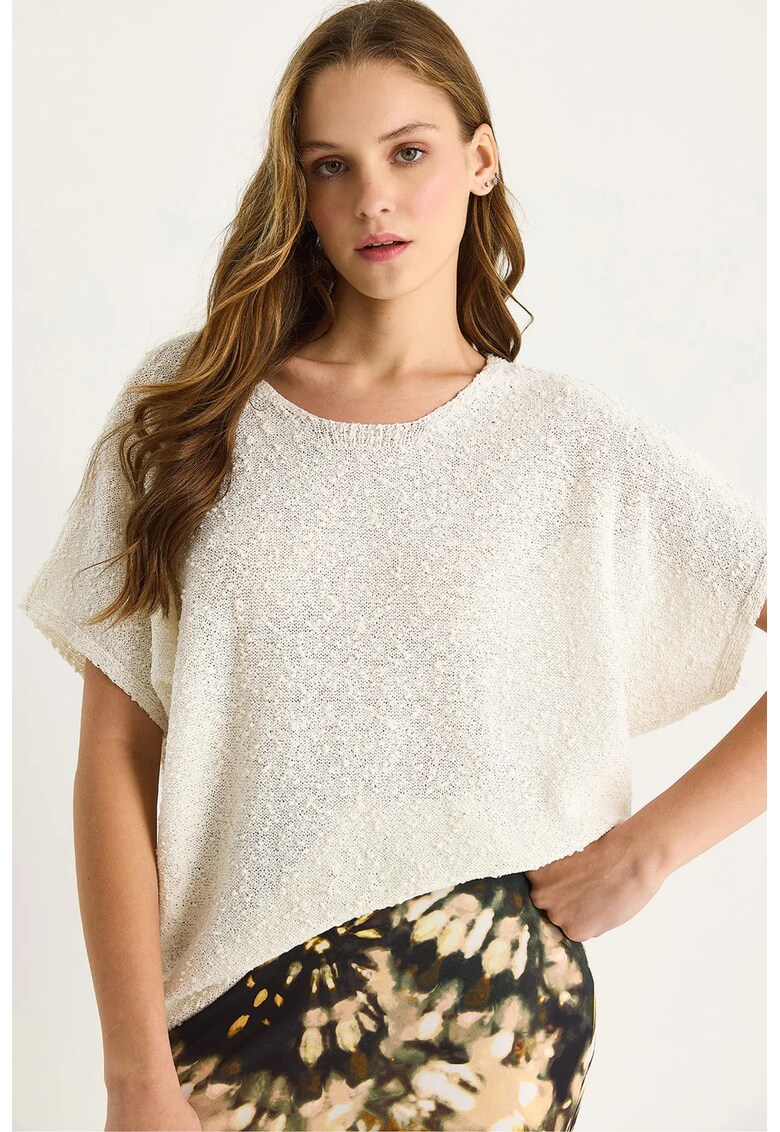 Tricouri - Femei - Tricou scurt tricotat - croiala lejera - Fildes Natural - UNI