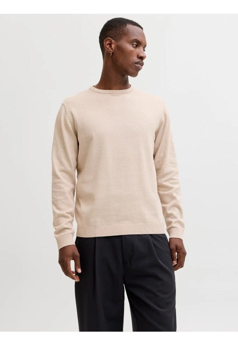 Pulover barbati cu decolteu la baza gatului - Bej