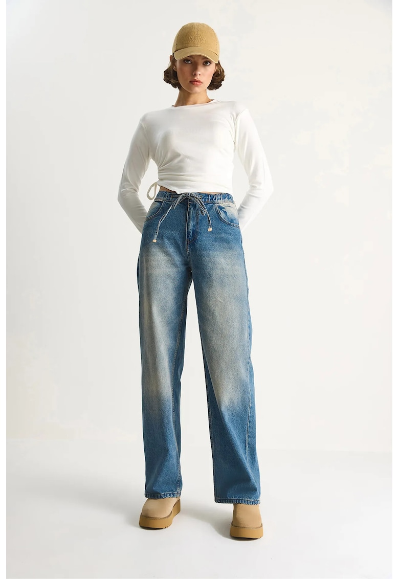 Blugi dama HiCCUP Negustor - talie inalta - denim - albastru