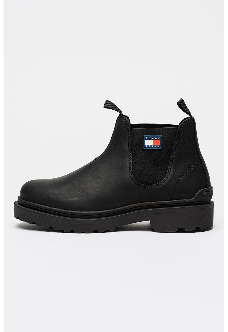Ghete Chelsea din piele - Negru