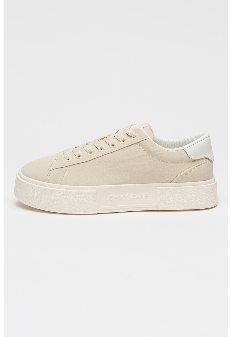 Pantofi sport low-cut din nailon cu flatform - Crem
