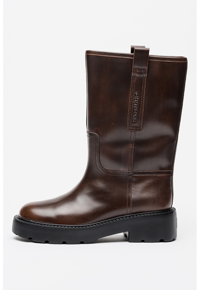 Cizne mid-calf din piele cu logo