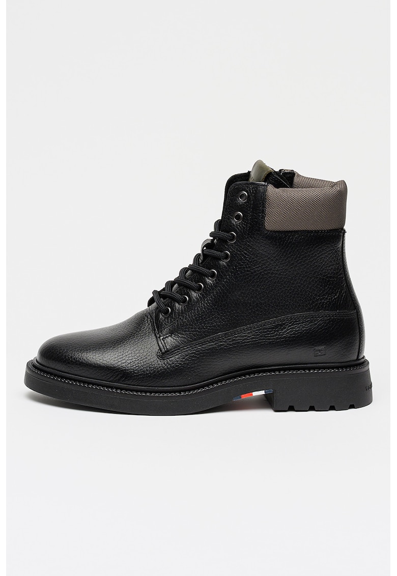 Ghete din piele si material textil - Negru
